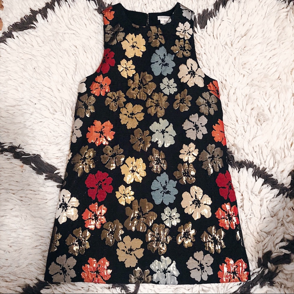 SOLD ✨ Metallic Shimmer Floral Mini Halter Dress